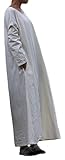 Soojun Women's Pure Cotton V Collar Maxi Dresses with Bawting Sleeve Beige Long Sleeve