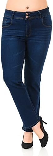Pasion Women's Jeans - Plus Size - High Waist - Push Up - Style N645 - Navy - Size 18
