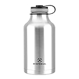 Winterial 64 oz Insulated Growler and Steel Water Bottle, Beer Growler, Double Walled Thermos Flask, Insulated Growler