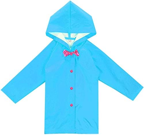 Flashing boy Age 2-10 Years Kids Hooded Button Down Long Jacket Bow Rainwear Lightweight Raincoat