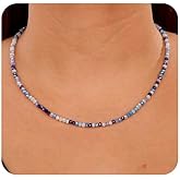 Jumwrit Bohemian Beaded Choker Necklace Colorful Bead Necklace Dainty Tiny Chain Necklace Women Girls Adjustable Cute Necklace