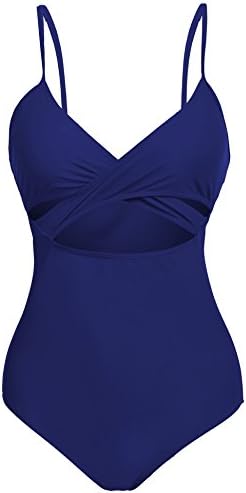 Pehie Womens Vintage One Piece Swimsuit Wrap Front Padded Bathing Suit Sexy Monokinis