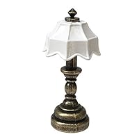 BYyushop Dollhouse Mini Simulated Beside Table Lamp Light Model Room Decor Accessory 1/12 - Brown