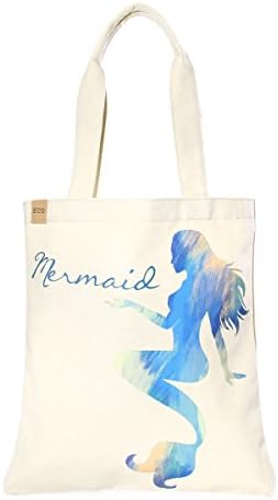 LOF Women's Reuseable 100% Cotton Canvas Tote Bag (Mermaid)