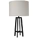 Stone & Beam Deco Metal Frame Living Room Desk Lamp With Light Bulb and White Shade - 20.75 x 12 x 12 Inches, Black