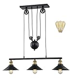 WOXXX Three-Light Pulley Pendant Light, Industrial