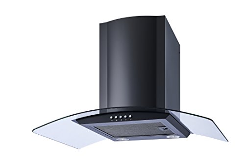 Winflo New 30" Convertible Wall Mount Range Hood in Black with Black Aluminum Mesh filter, Ultra bright LED lights and Push Button 3 Speed Control