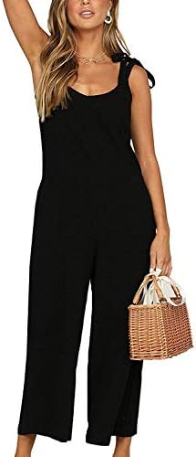 Cinyifaan Women's V Neck Casual Loose Long Jumpsuits Romper Playsuit with Belt