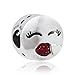 Pandora Kiss Silver Charm with Cerise Glitter Enamel 796561EN152