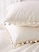 White Pom Pom Fringed Pillowcases Pillow Covers,19.7in x35.5in,Set of 2 (King)