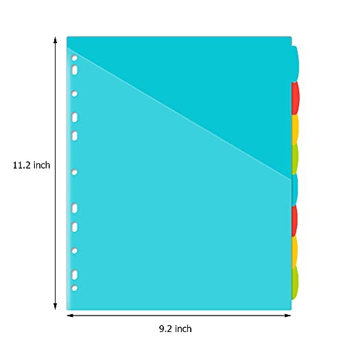 INFUN 8Tab Plastic Binder Dividers with Front Pockets 3 Sets