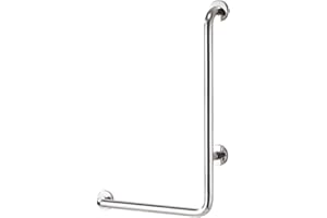 Shower Handicap Grab Bars for Bathroom Wall, L-Shaped Grab Bar, Stainless Steel Bathtub Safety Support Rail，Chromed Armrest，E