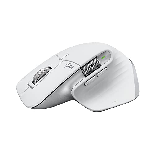 Logitech MX Master 3S für Mac - Kabellose Bluetooth-Maus mit ultraschnellem Scrollen, Ergo, 8K DPI, Glas-Tracking, Leise Klicks, USB-C, Apple, iPad - Pale Grey