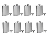 FF Elaine Stainless Steel Flasks,Easy Pour Funnel is Included, 8 oz, Set of 8