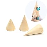 Natural Wood Cone Ring Holder Jewelry Display Stand 3 Pcs Different Sizes