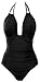 Eomenie One Piece Swimsuits for Women Slimming Monokini Tummy Control Swimwear Plus Size Bathing Suits V Neckline Halter