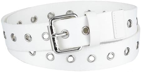 ✨️White Polyester Waist Belt with Metal Eyelet Holes For Adjusment! INOGIH Plastic-Grommet-Belt Clear-Waist-Belt with Pin-Buckle  main image 4