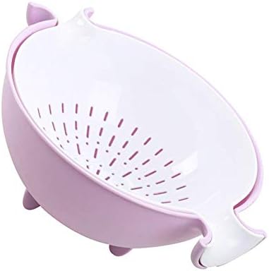 Xelparuc 2-in-1 Kitchen Strainer/Colander & Bowl Sets, Large Plastic Washing Bowl and Strainer, Detachable Colanders Strainers Set, Space-Saver, for Fruits Vegetable Cleaning Washing Mixing, Purple