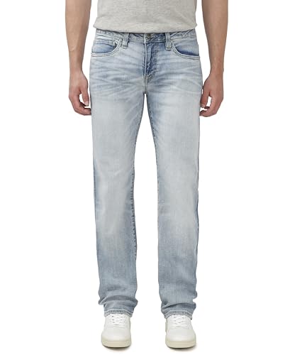 Buffalo David Bitton Men's Straight Six Jeans, Crinkled Mid Blue, 42W x 30L
