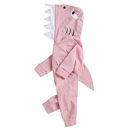 image for NUWFOR Toddler Baby Long Sleeves 3D Cartoon Shark Hooded Romper Jumpsu