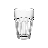 Bormioli Rocco Rock Bar Stackable Beverage Glasses - Set Of 6 Dishwasher Safe Drinking Glasses For Soda, Juice, Milk, Coke, Beer, Spirits - 12.5oz Durable Tempered Glass Water Tumblers For Daily Use