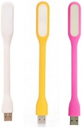 (3 Pack) Mini USB LED Light Adjust Angle Portable Flexible Led Lamp With USB for Powerbank PC Laptop Notebook Computer Keyboard, Perfect for Reading/Studying/Relaxation/Bedtime (White+Pink+Yellow)