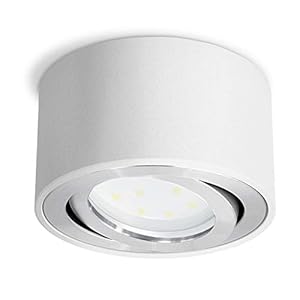 Celi-1W opbouwspot wit, rond en dimbaar – met verwisselbare LED dim module 5W warm wit 230V – opbouwspot plat draaibaar