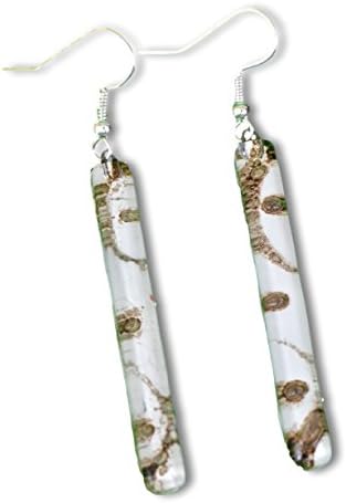 Hand Crafted Artisan Fused Art Glass Earrings - Dangling Earrings Glass with sterling silver hoooks.