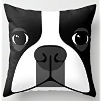 B Lyster shop Black White Dog Boston Terrier #1278W Cotton &amp; Polyester Soft Zippered Cushion Throw Case Pillow Case Cover
