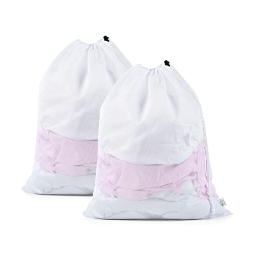 OTraki 2 Pieces Washing Machine Net 50 x 60 cm Large Laundry Bag with Couliss Laundry Bag Reusable Laundry Bag for Delicate Curtains Knitwear