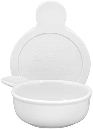 CorningWare 15-Ounce Grab It with Plastic Cover Bundle with W&amp;P Trading White Ceramic 10 oz French Onion Soup Bowl