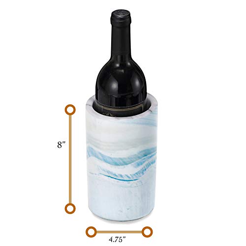 Porcelain Wine Bottle Chiller - Decorative Marble Wine Cooler Caddy And Champagne Bucket - 8" Tall Light Blue Decorative Marble
