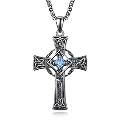 ADMETUS Black Celtic Cross Necklace Sterling Silver