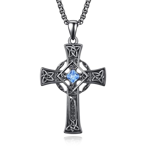 ADMETUS Black Celtic Cross Necklace Sterling Silver