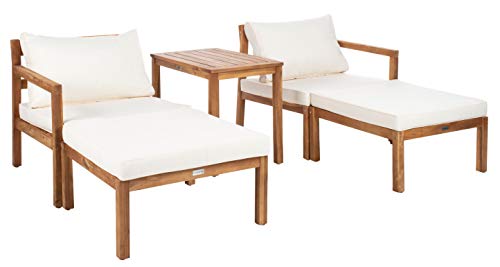 SAFAVIEH PAT6759A Collection Pratia Natural and Beige 5-Piece Outdoor Patio Set