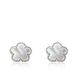 Riccova Country Chic Rhodium-Plated Mother Of Pearl Flower Stud Earring