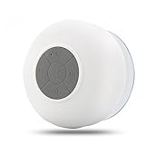 SoundPlus Portable Waterproof Bluetooth 3.0 Speaker with Built-In Mic and 6-Foot Cable - White
