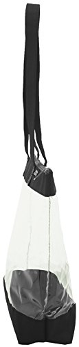 Clear Shoulder Zipper Tote, Black