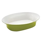 Rachael Ray Dinnerware Round and Square 14-Inch Stoneware Oval Serving Bowl, Green