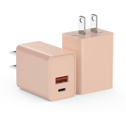 USB C Charger Block 2Pack, 20W Type C Power Adapter for Apple Watch Series 9 Fast Charging Block, PD Dual Port USB C Brick Wall Plug Compatible for iPhone 15/15 Pro Max/14/13, Pink
