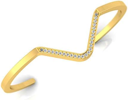 1/4 ctw Basic Chevron Sterling Silver Lab Grown Diamond Cuff Bracelet for Women