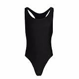 FEESHOW Men's Racer Back Bodysuit Stretch Swimsuit Leotard Thongs Singlet
