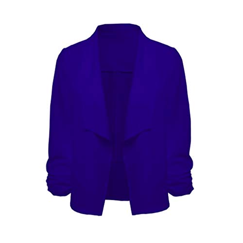 Pervobs Coat&Jacket, Clearance! Women Elegant 3/4 Sleeve Blazer Open Front Short Cardigan Suit Jacket Work Office Coat (XL, Blue)