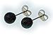 14k Gold Black Created Opal Round Stud Earrings 6mm