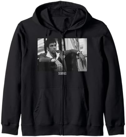 Amazon.com: Scarface Tony Montana Sitting Portrait Logo Zip Hoodie