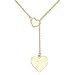 SENFAI Heart Shaped Y Necklace with 26 Initial Alphabet Letters for Women, 18 + 2 inches (C, Rhodium/Silver)