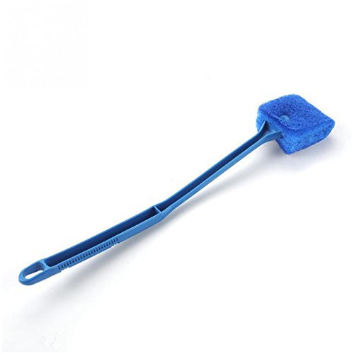 Petacc Double-sided Fish Tank Cleaner Sponge Cleaning Brush Portable Scraper Practical Scrubber with Non-slip Handle, Suitable for Cleaning Fish Tank (Blue)