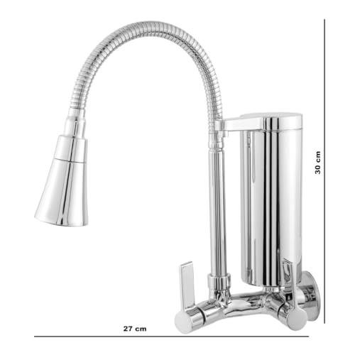 Torneira Cozinha Flexível Filtro Gourmet Cromada Parede Tubo 2 Jatos