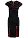 Black Kick Pleat Double Button Red Trim Pinup 1950s Rockabilly Pencil Women's Dress