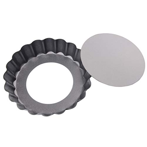 Qunqi 4Pcs 4 Inch Mini Quiche Tart Pizza Pie Pans Removable Bottom and 10Pcs Aluminum Egg Tart mold - Thumbnail 2